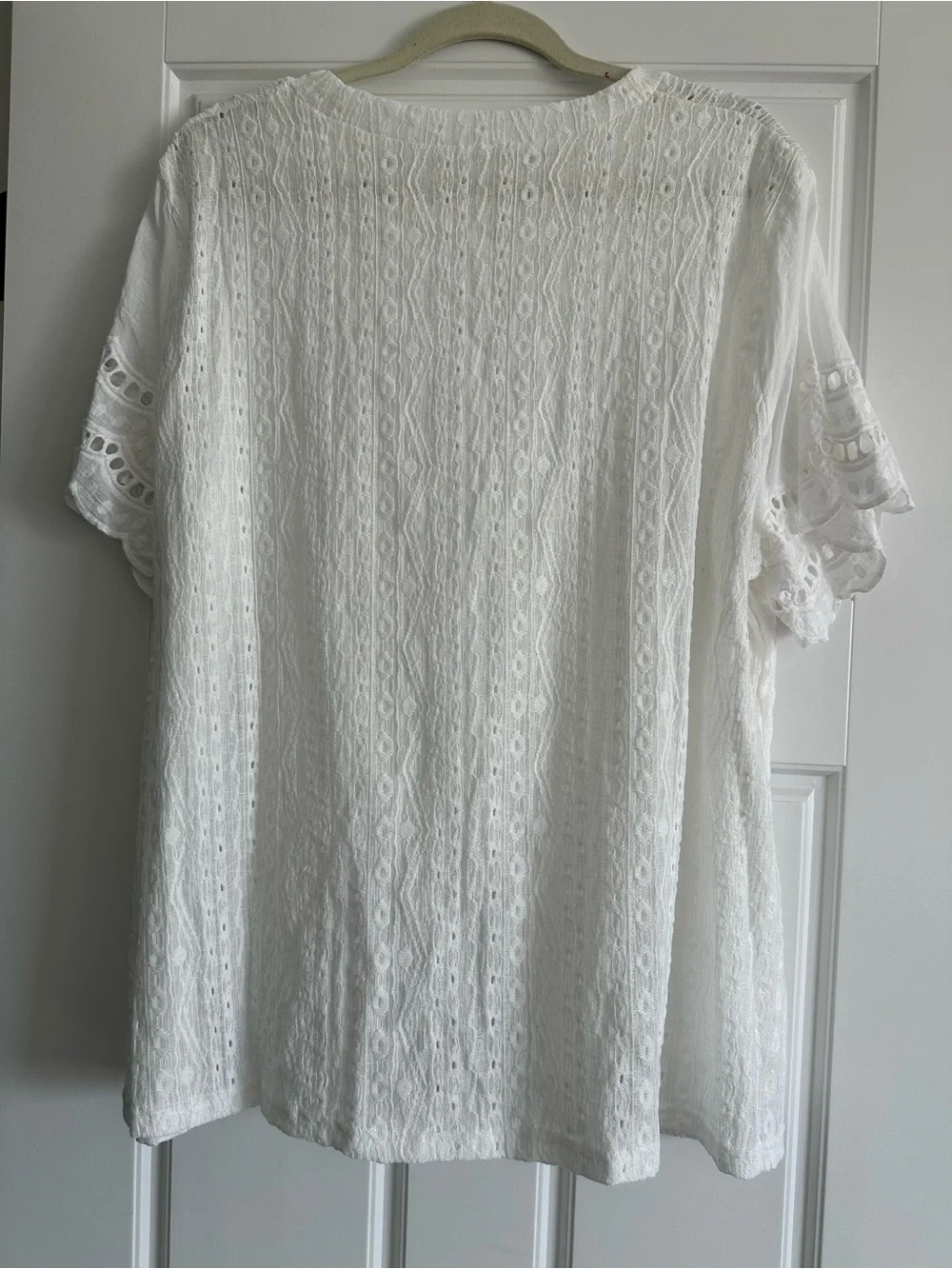 SHEIN plus size White Eyelet Lace Short Sleeve Top - Picture 4 of 10